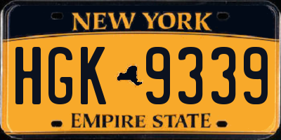 NY license plate HGK9339