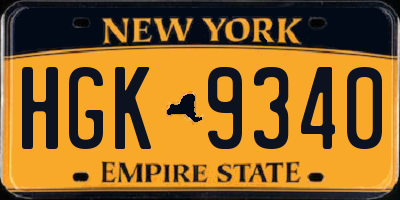 NY license plate HGK9340