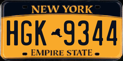 NY license plate HGK9344