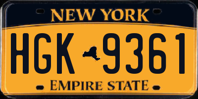 NY license plate HGK9361