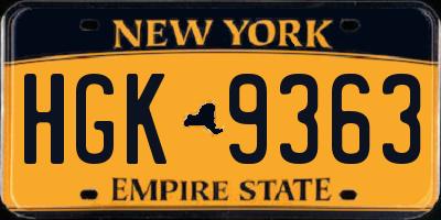 NY license plate HGK9363