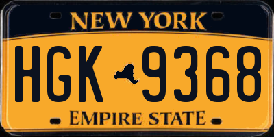 NY license plate HGK9368