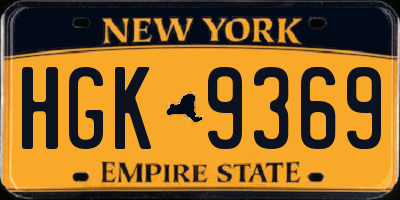 NY license plate HGK9369