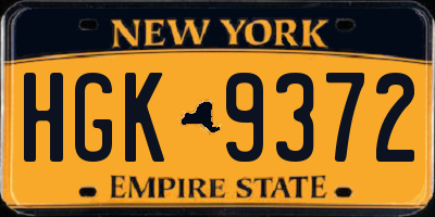 NY license plate HGK9372