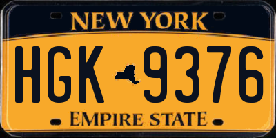 NY license plate HGK9376