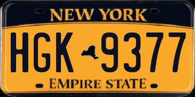 NY license plate HGK9377