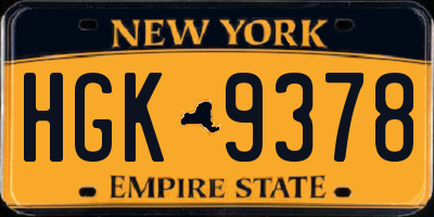 NY license plate HGK9378