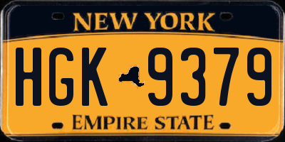 NY license plate HGK9379