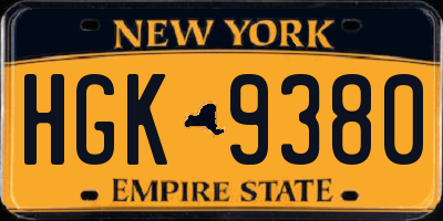 NY license plate HGK9380