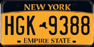 NY license plate HGK9388