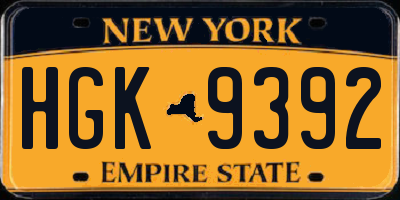 NY license plate HGK9392