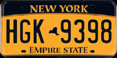 NY license plate HGK9398