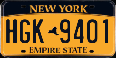 NY license plate HGK9401