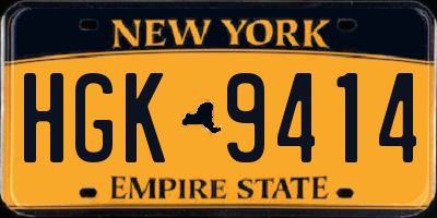 NY license plate HGK9414