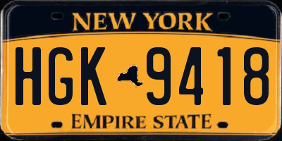 NY license plate HGK9418