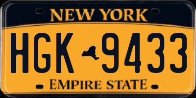 NY license plate HGK9433