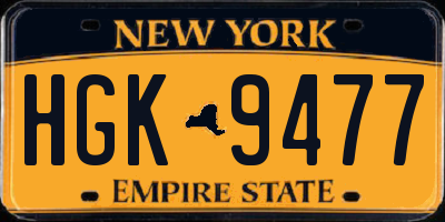 NY license plate HGK9477