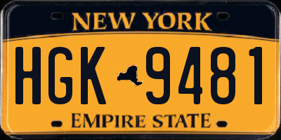 NY license plate HGK9481