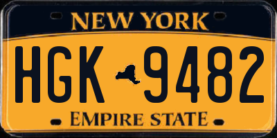 NY license plate HGK9482