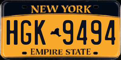 NY license plate HGK9494