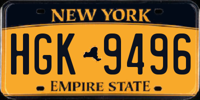 NY license plate HGK9496