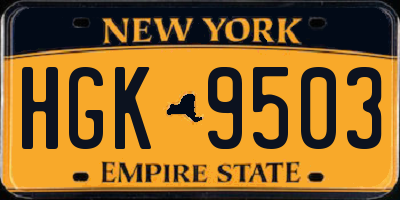 NY license plate HGK9503