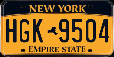 NY license plate HGK9504