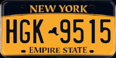 NY license plate HGK9515