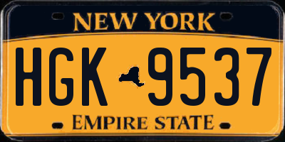 NY license plate HGK9537
