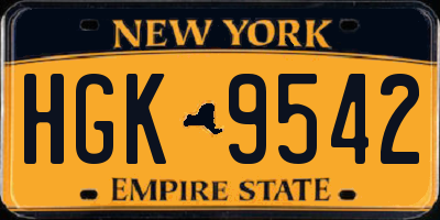 NY license plate HGK9542