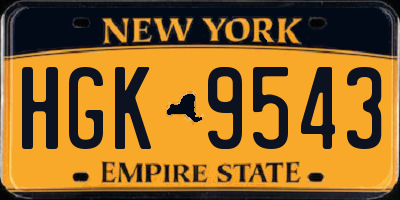 NY license plate HGK9543