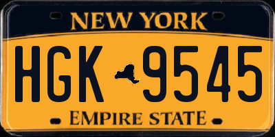 NY license plate HGK9545