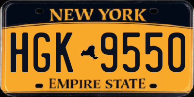 NY license plate HGK9550