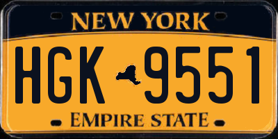 NY license plate HGK9551