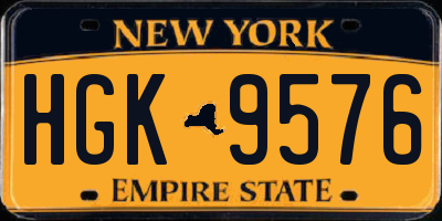NY license plate HGK9576