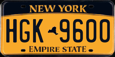 NY license plate HGK9600