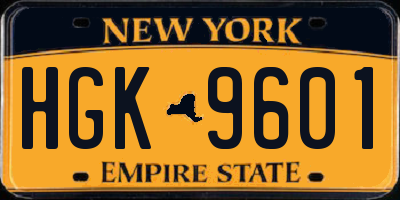 NY license plate HGK9601