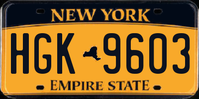 NY license plate HGK9603