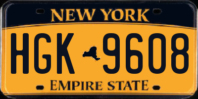 NY license plate HGK9608