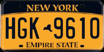 NY license plate HGK9610