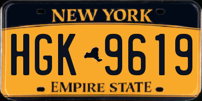 NY license plate HGK9619