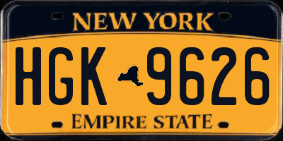 NY license plate HGK9626