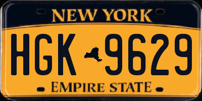 NY license plate HGK9629