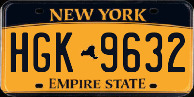 NY license plate HGK9632