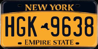 NY license plate HGK9638