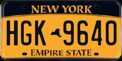 NY license plate HGK9640