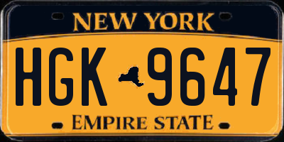 NY license plate HGK9647