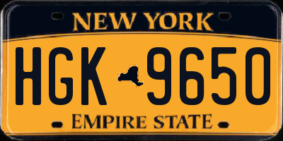 NY license plate HGK9650