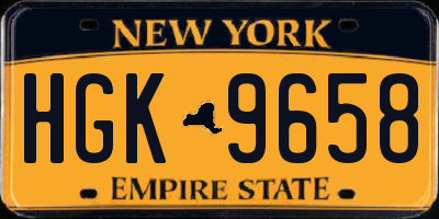 NY license plate HGK9658