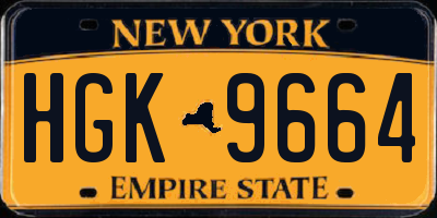 NY license plate HGK9664
